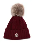 Moncler cable-knit pom-pom beanie hat - Red