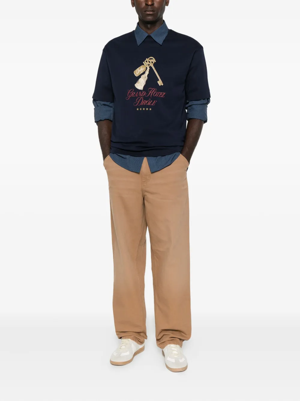 Drôle De Monsieur Le Grand Hôtel key-tassel T-shirt - Blauw