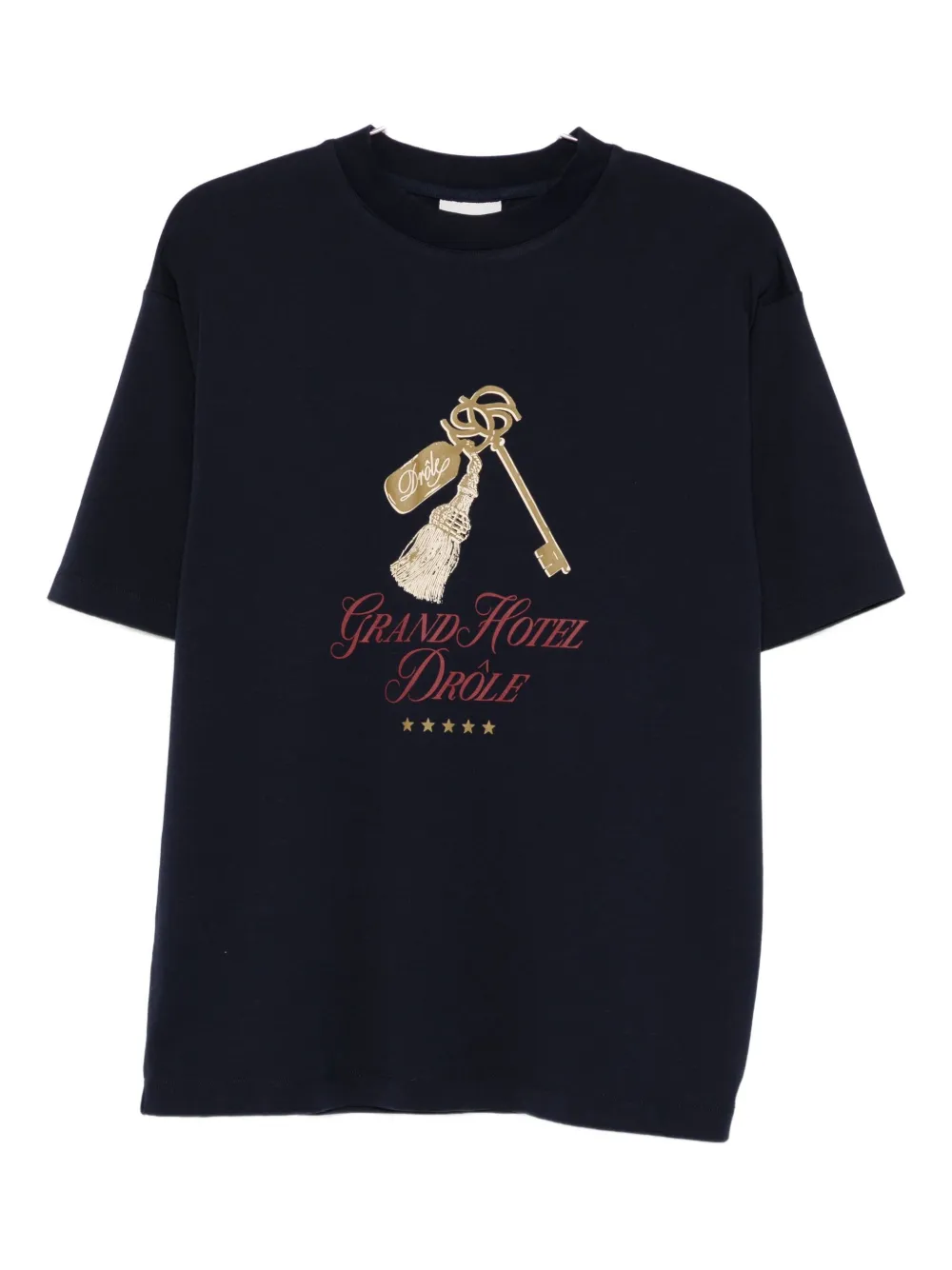 Drôle De Monsieur Cotton Grand Hotel Print T-shirt In Blue