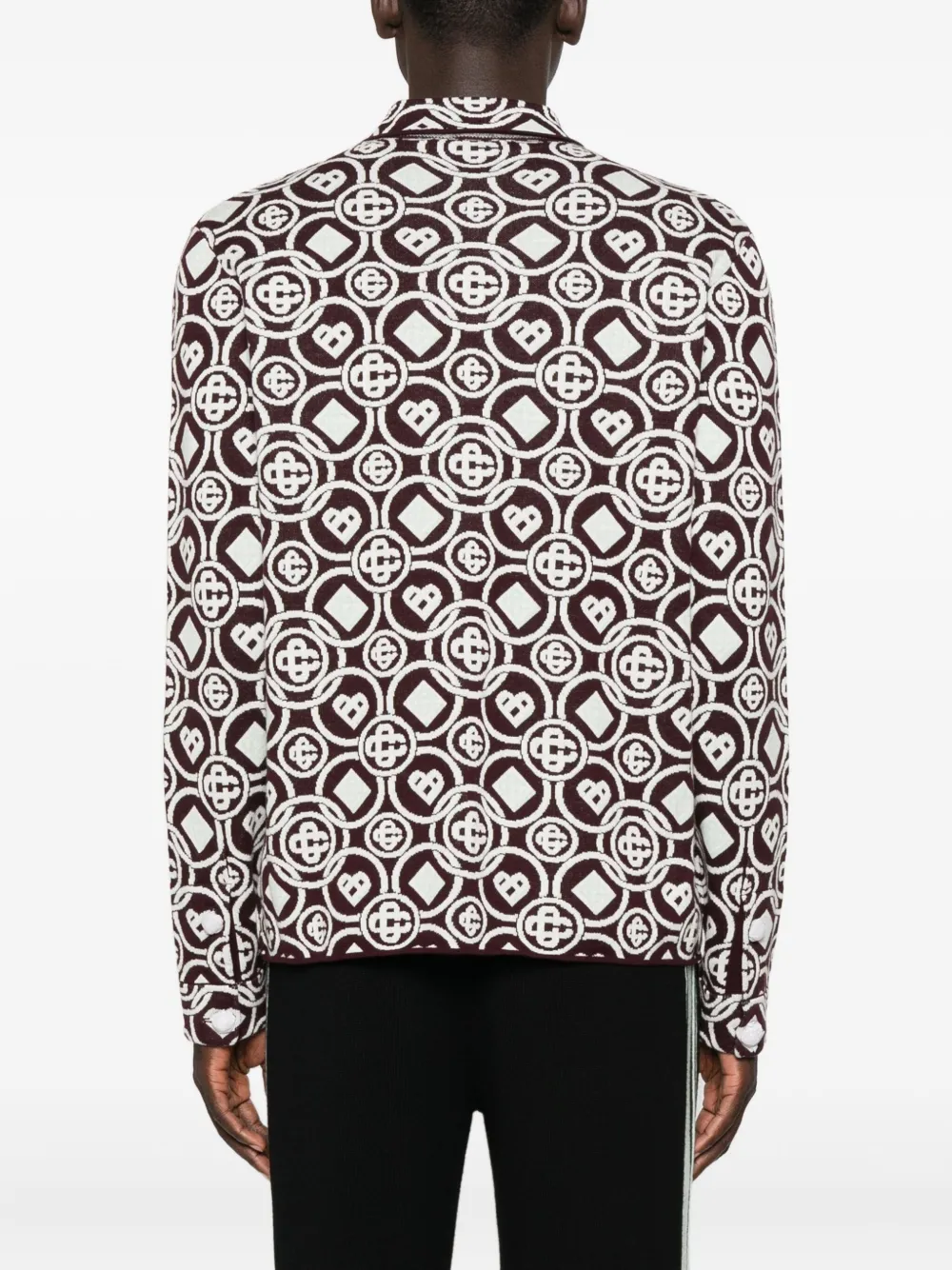 Casablanca Men Bordeaux Shirt With Classic Collar And All-over Monogram In Cotton Man In Multi
