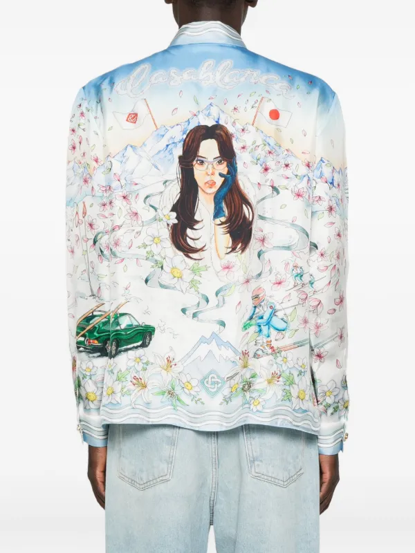 Casablanca 長袖シャツ アートプリント Casablanca long-sleeve graphic-print Shirt | White | FARFETCH JO