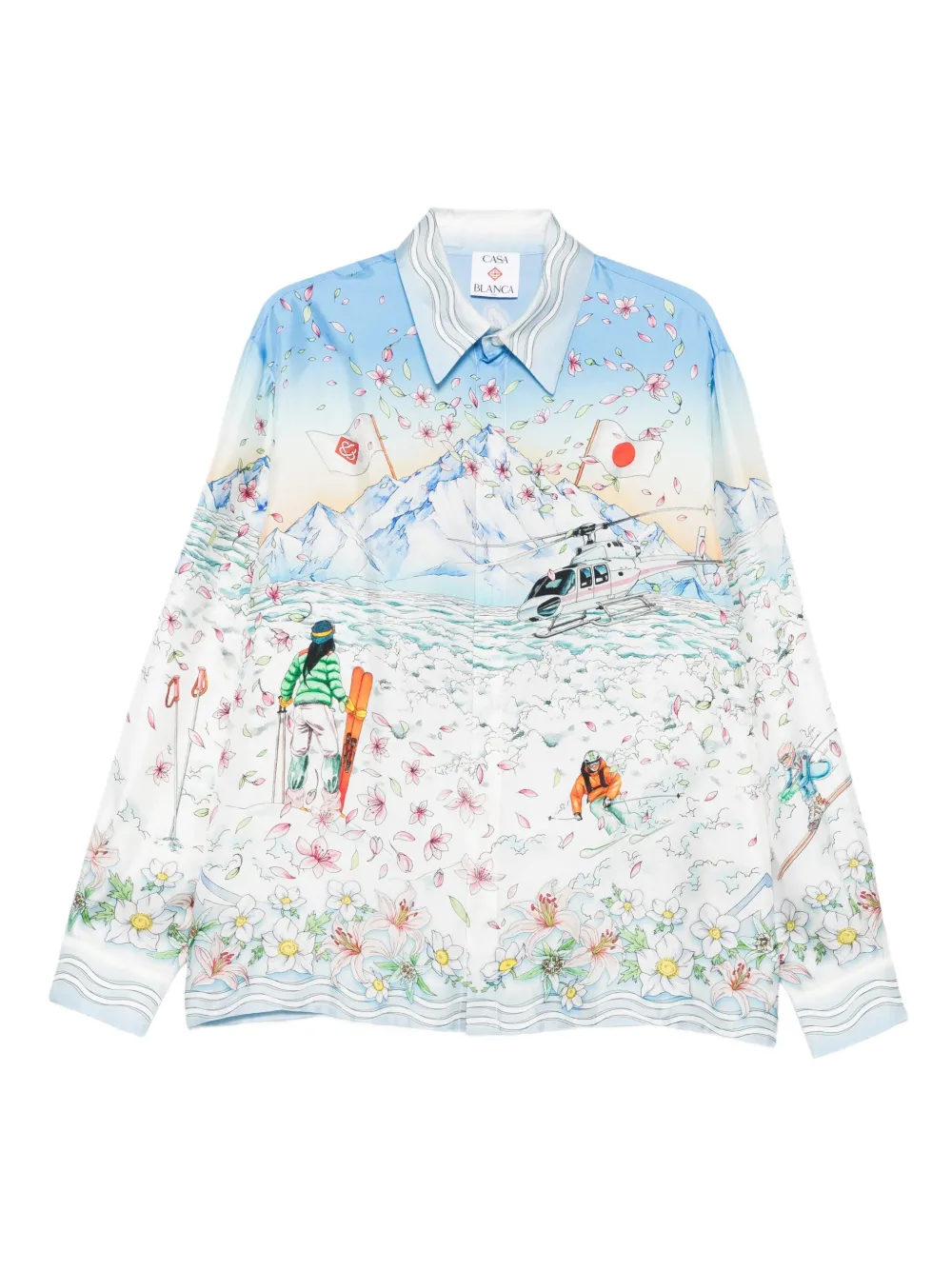 Casablanca long-sleeve graphic-print shirt | White | Image 1