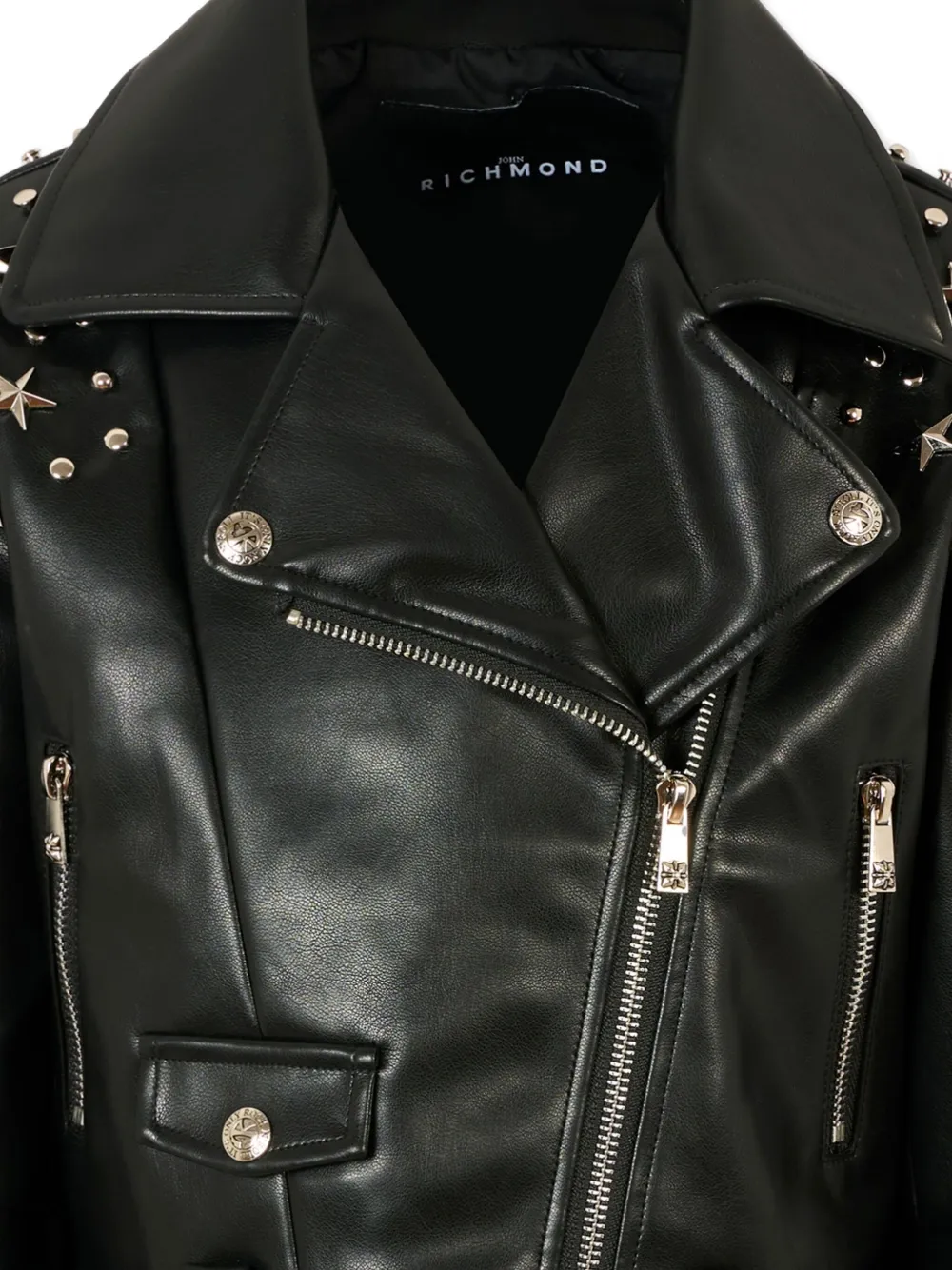 John Richmond Junior star-studded biker jacket Zwart