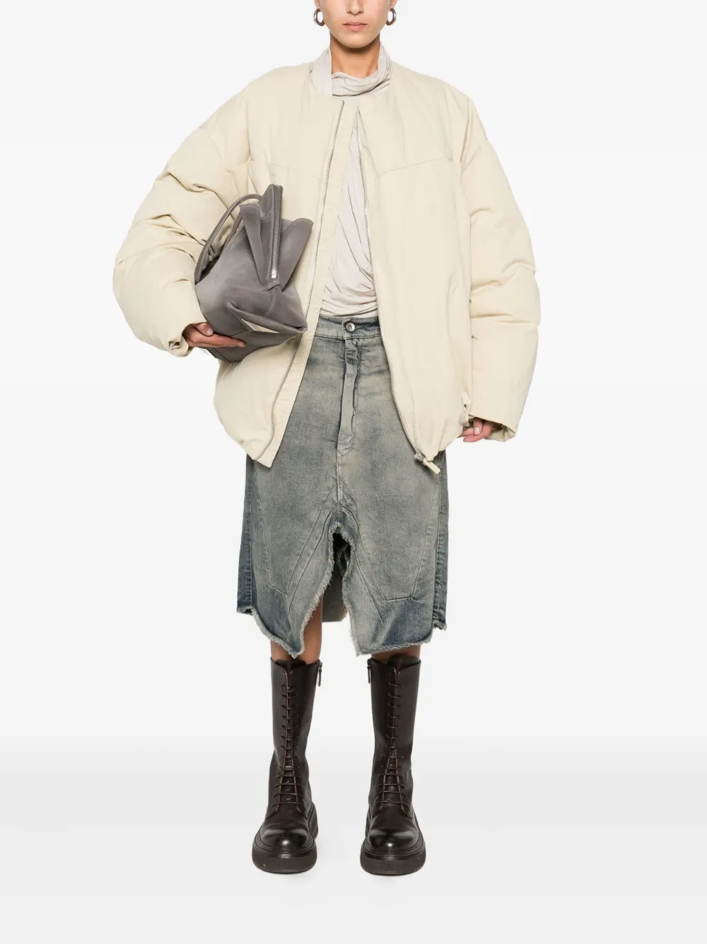 Rick Owens frayed-panelled denim skirt | High-Waisted Skirts | Image 2