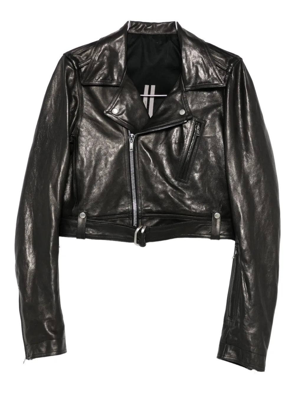 Rick Owens belted leather jacket Zwart