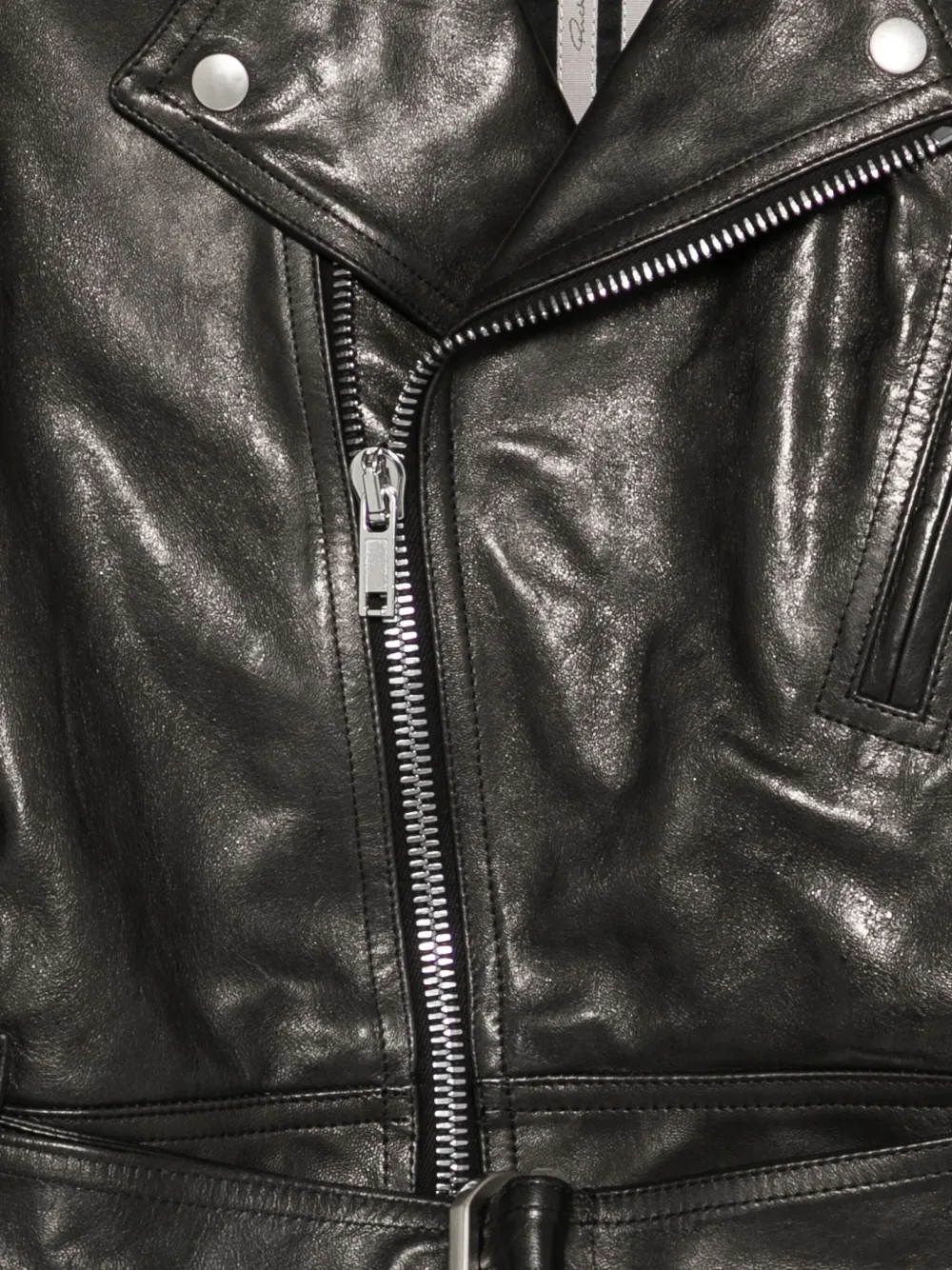 Rick Owens belted leather jacket Zwart