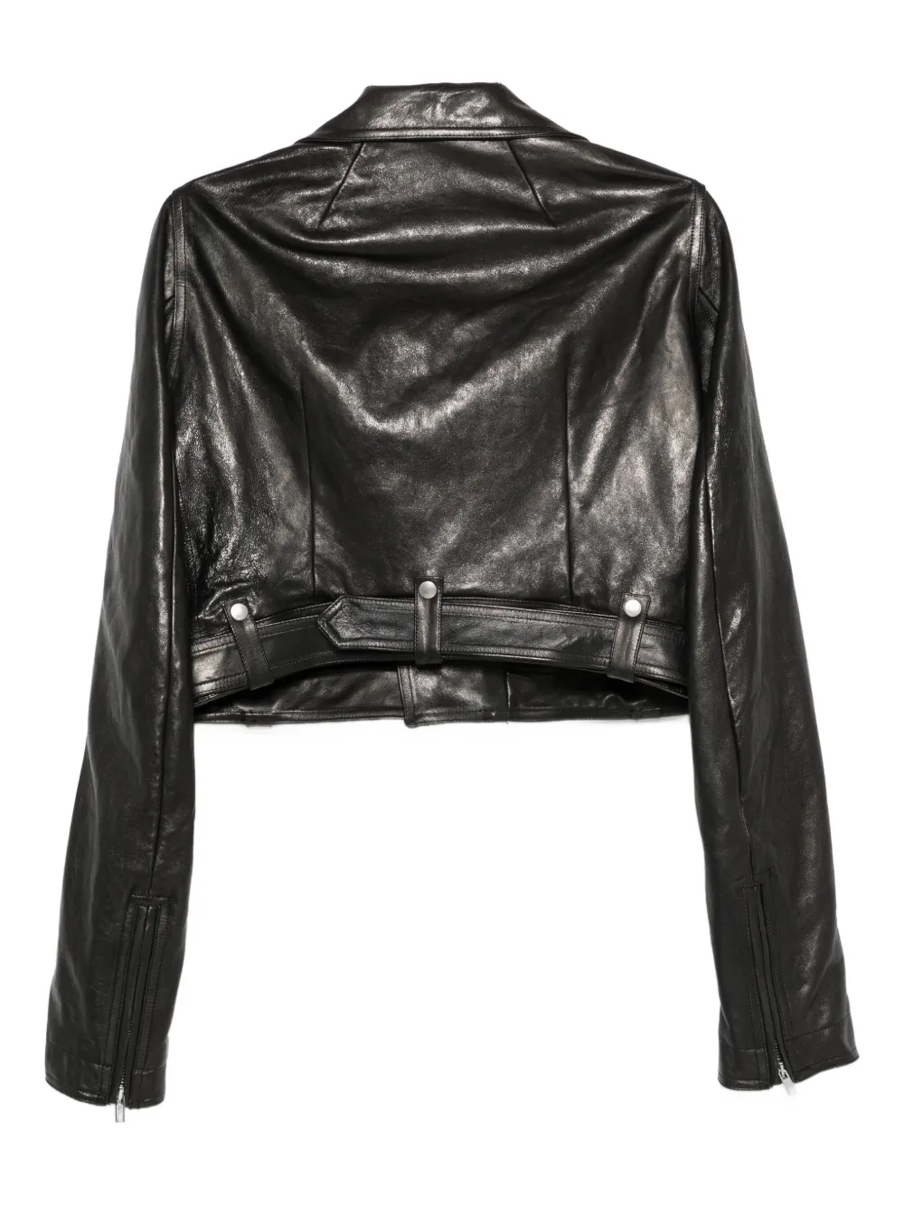 Rick Owens belted leather jacket Zwart