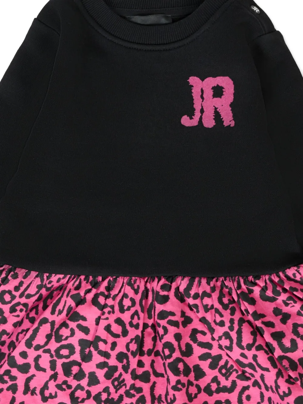 John Richmond Junior leopard-print ruffled casual dress Zwart