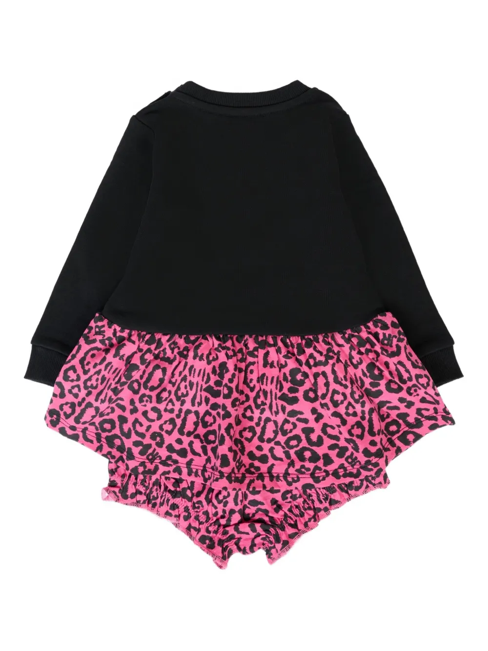 John Richmond Junior leopard-print ruffled casual dress - Zwart