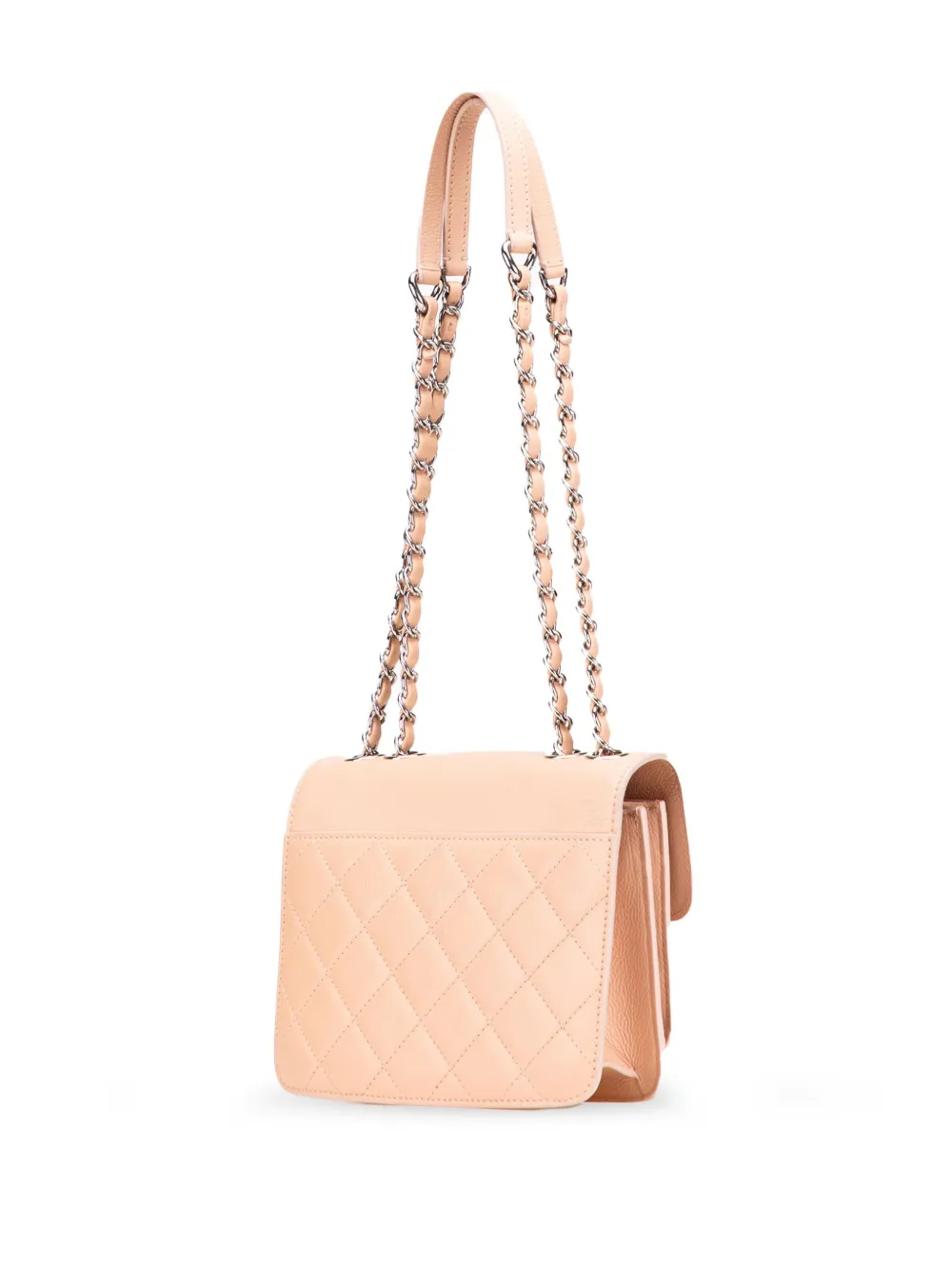 Pre-owned Chanel 2017-2018 Mini Quilted Caviar Cc Box Flap Shoulder Bag In Pink