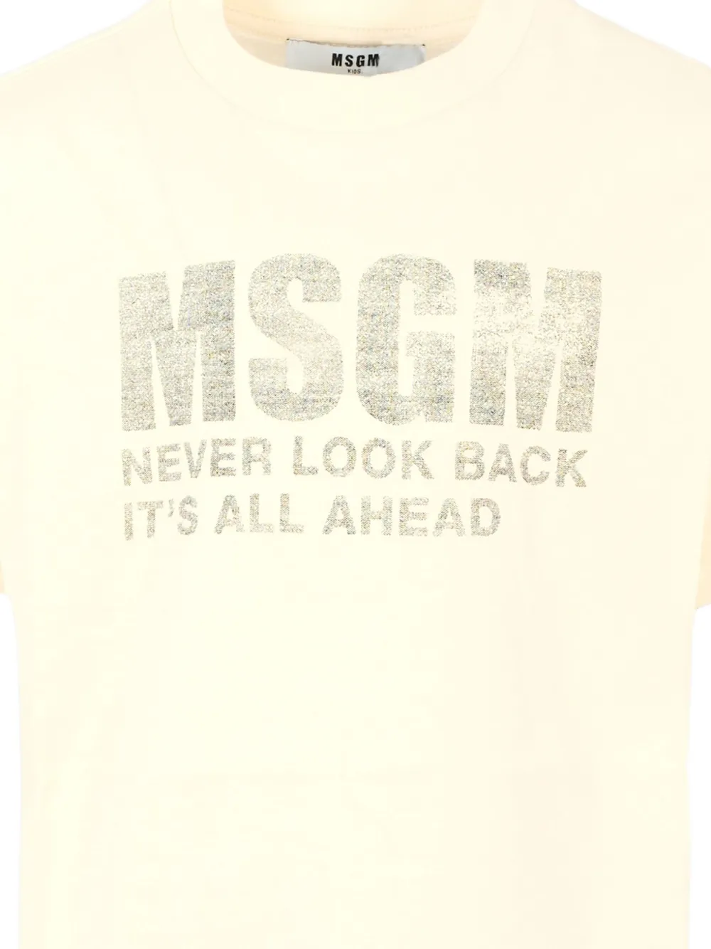 MSGM Kids logo-print short-sleeve T-shirt Beige