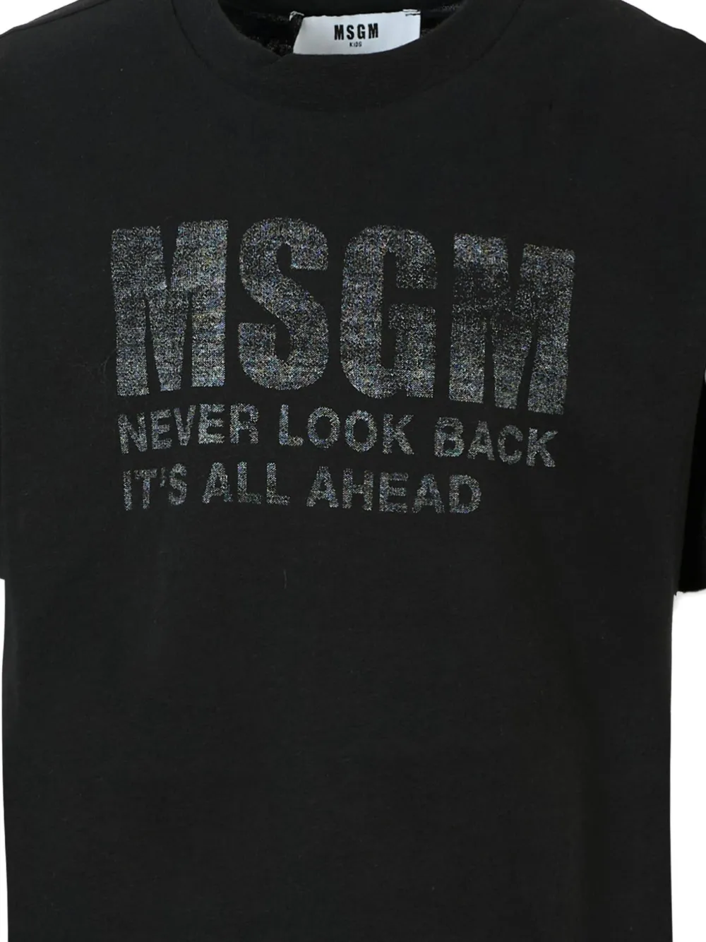 MSGM Kids slogan-embellished cotton T-shirt Zwart