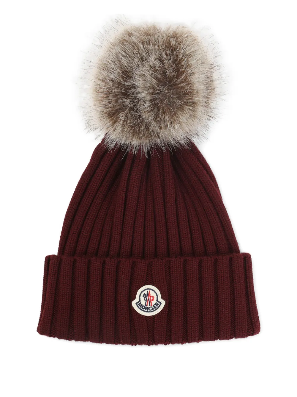 Moncler ribbed pompom-detail beanie Rood