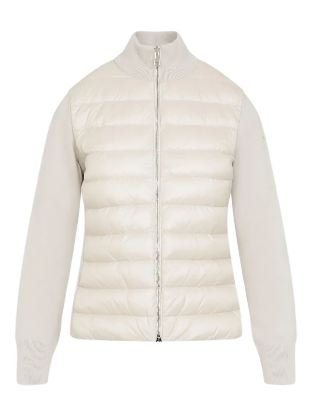 Moncler Quilted Knit-panel Jacket In White