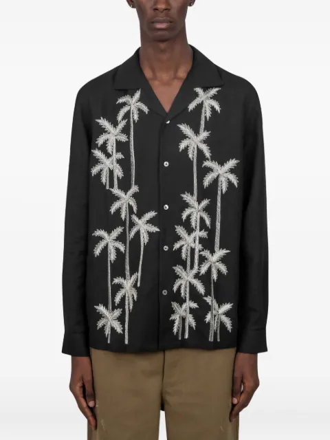 Baziszt palm-tree embroidered shirt
