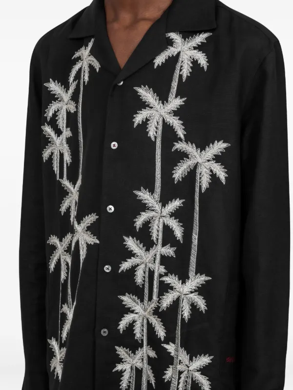 Baziszt Camisa Con Palmeras Bordadas | Negro | FARFETCH CL