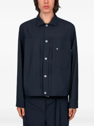 プリーツ黒 長袖ジャケット Sacai プリーツ ジャケット | ブルー | FARFETCH JP