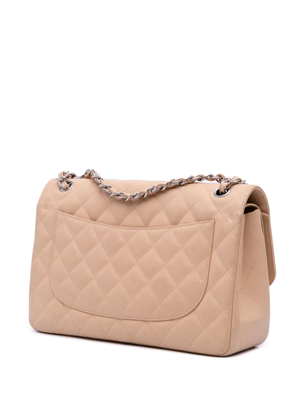 Pre-owned Chanel 2010-2011 Jumbo Classic Caviar Double Flap Shoulder Bag In Brown