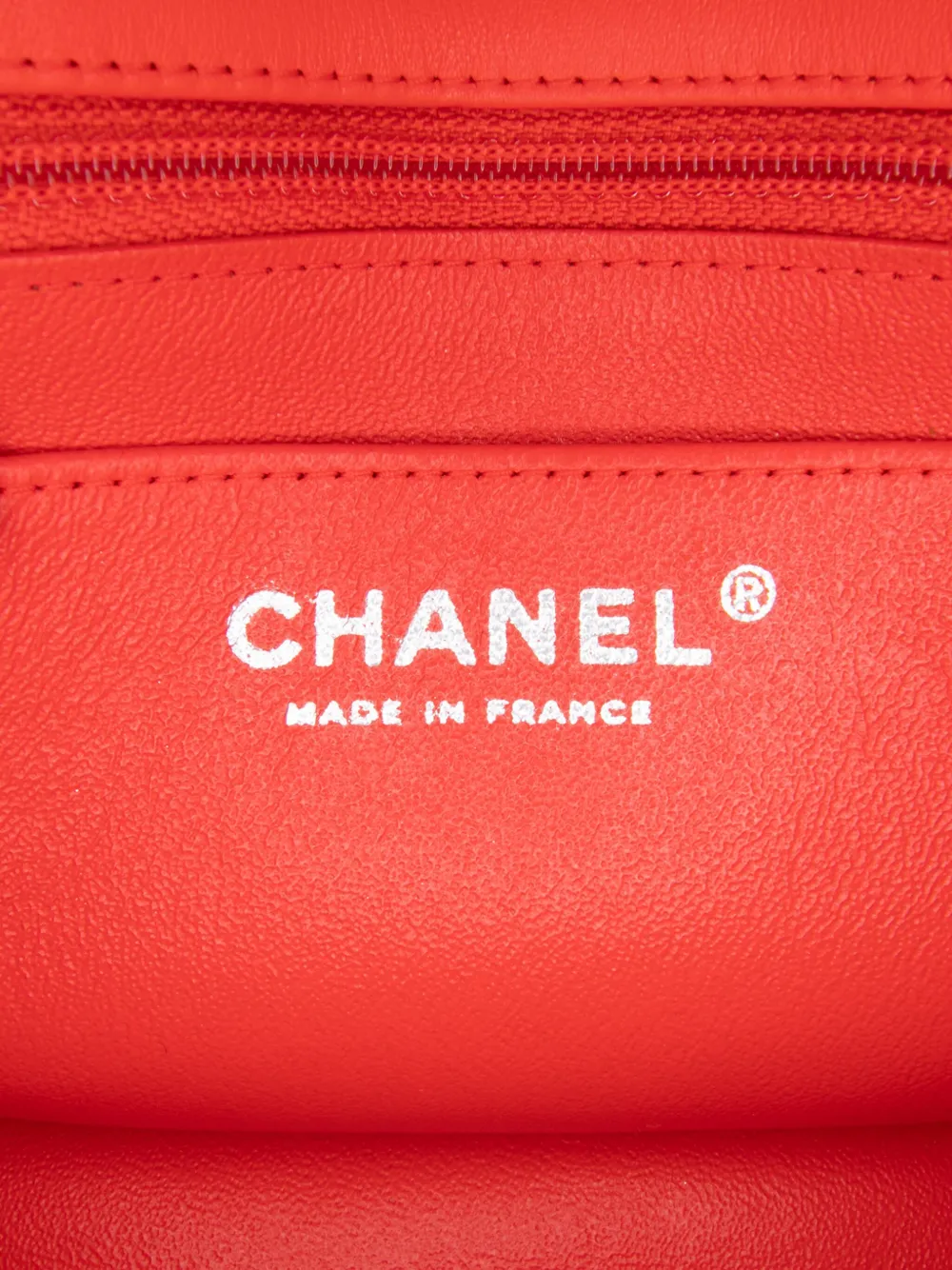 Pre-owned Chanel 2013-2014 Mini Square Classic Patent Striped Single Flap Crossbody Bag In Orange