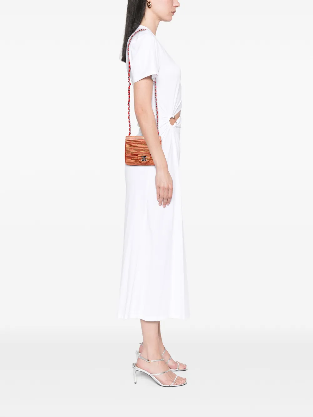 CHANEL Pre-Owned 2013-2014 Mini Square Classic Patent Striped Single Flap crossbody bag | Pre-Owned | Image 2