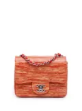 CHANEL Pre-Owned 2013-2014 Mini Square Classic Patent Striped Single Flap crossbody bag - Orange