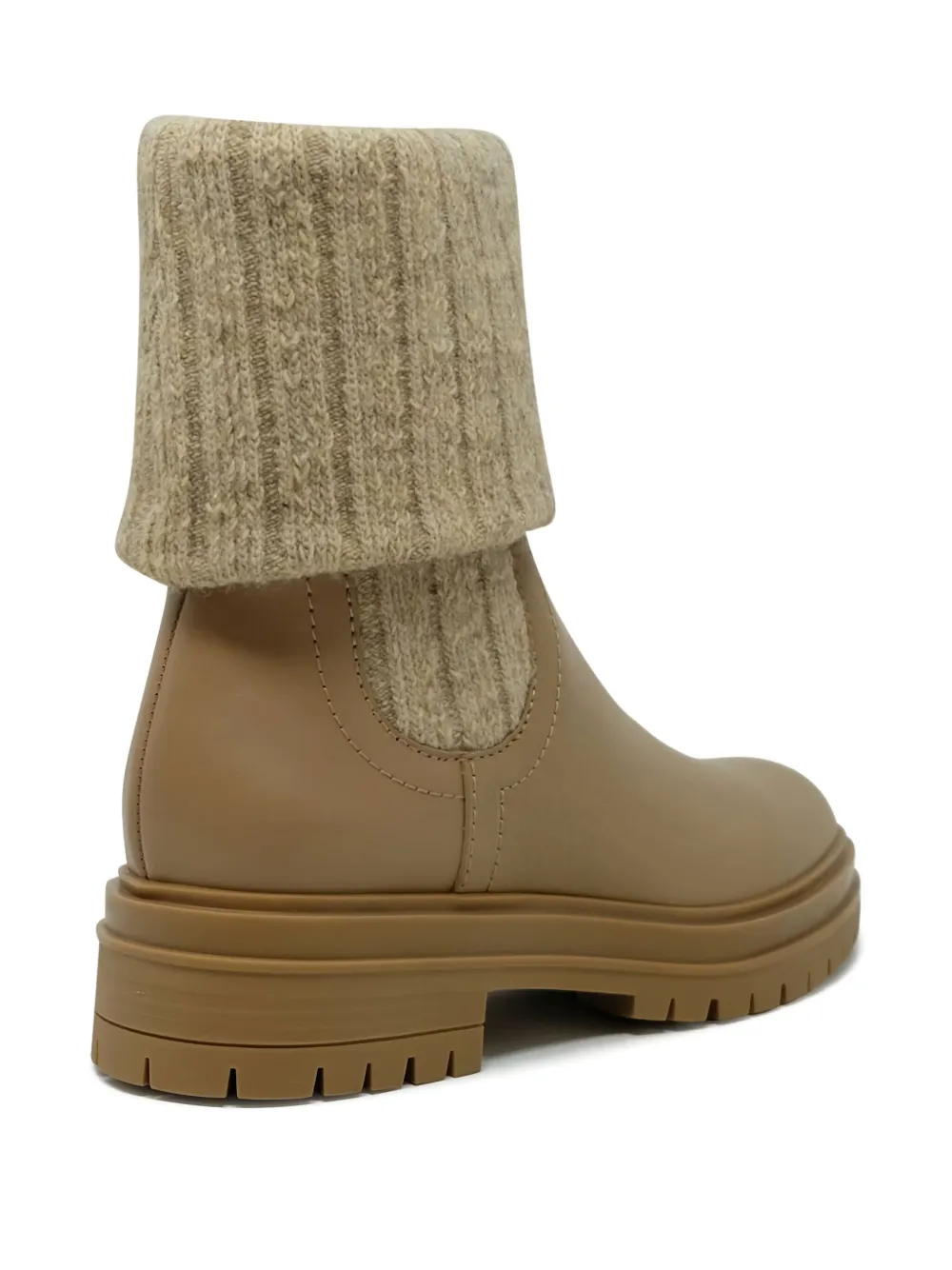 Gianvito Rossi Tenney Knitted-cuff Leather Boots In Brown
