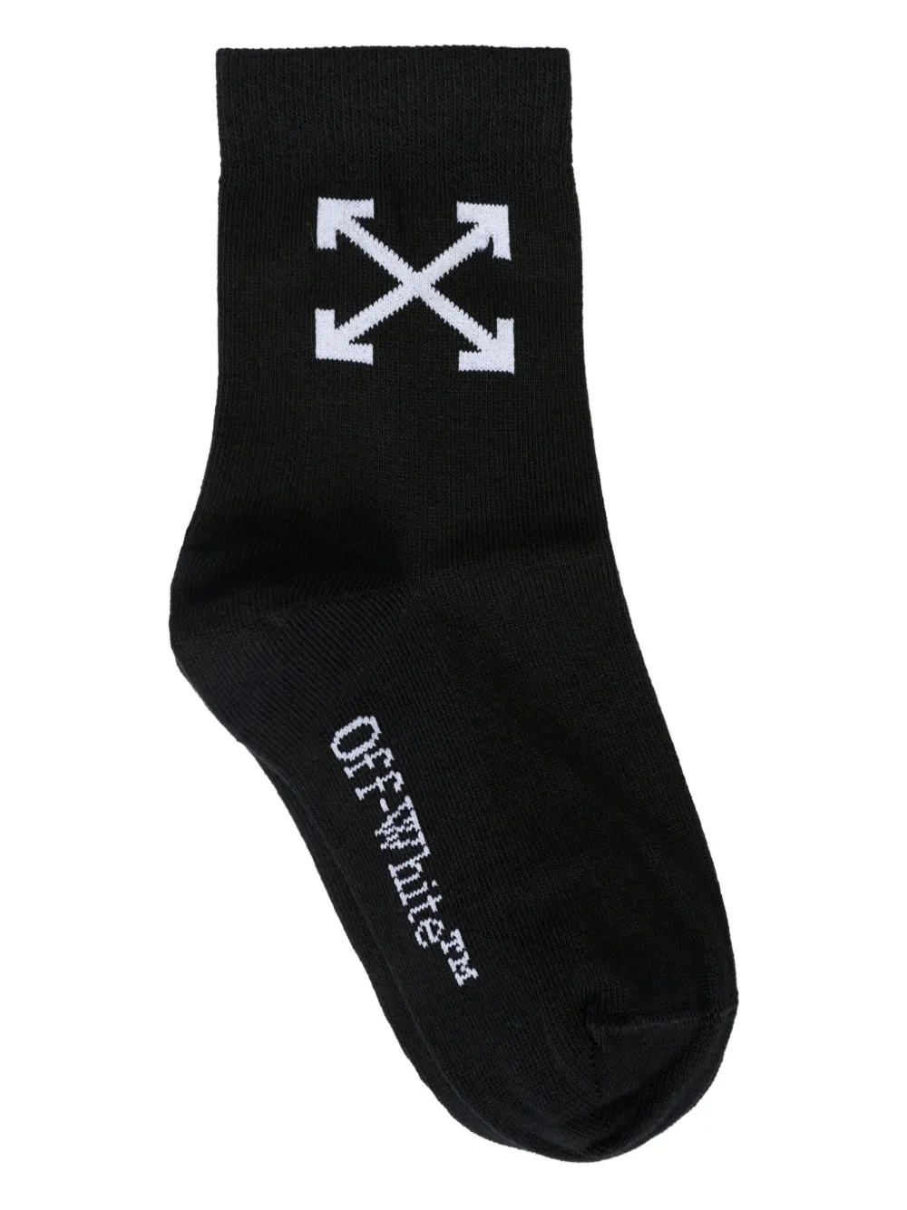 Off-White Kids Geribbelde sokken met logodetail Zwart