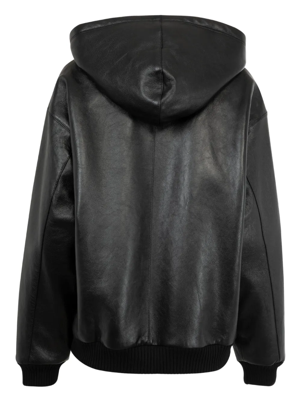Miu Miu Hooded Leather Jacket In Black