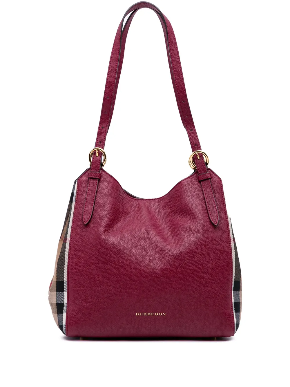 2000-2017 Grained Calfskin and House Check Canvas Canterbury tote bag