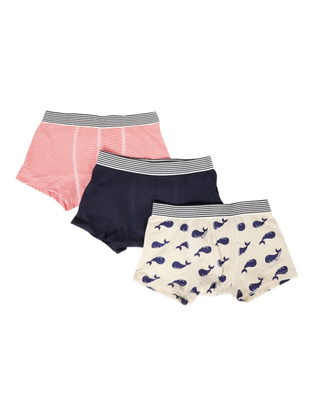 Petit Bateau striped-whale-print boxers (pack of three) Veelkleurig