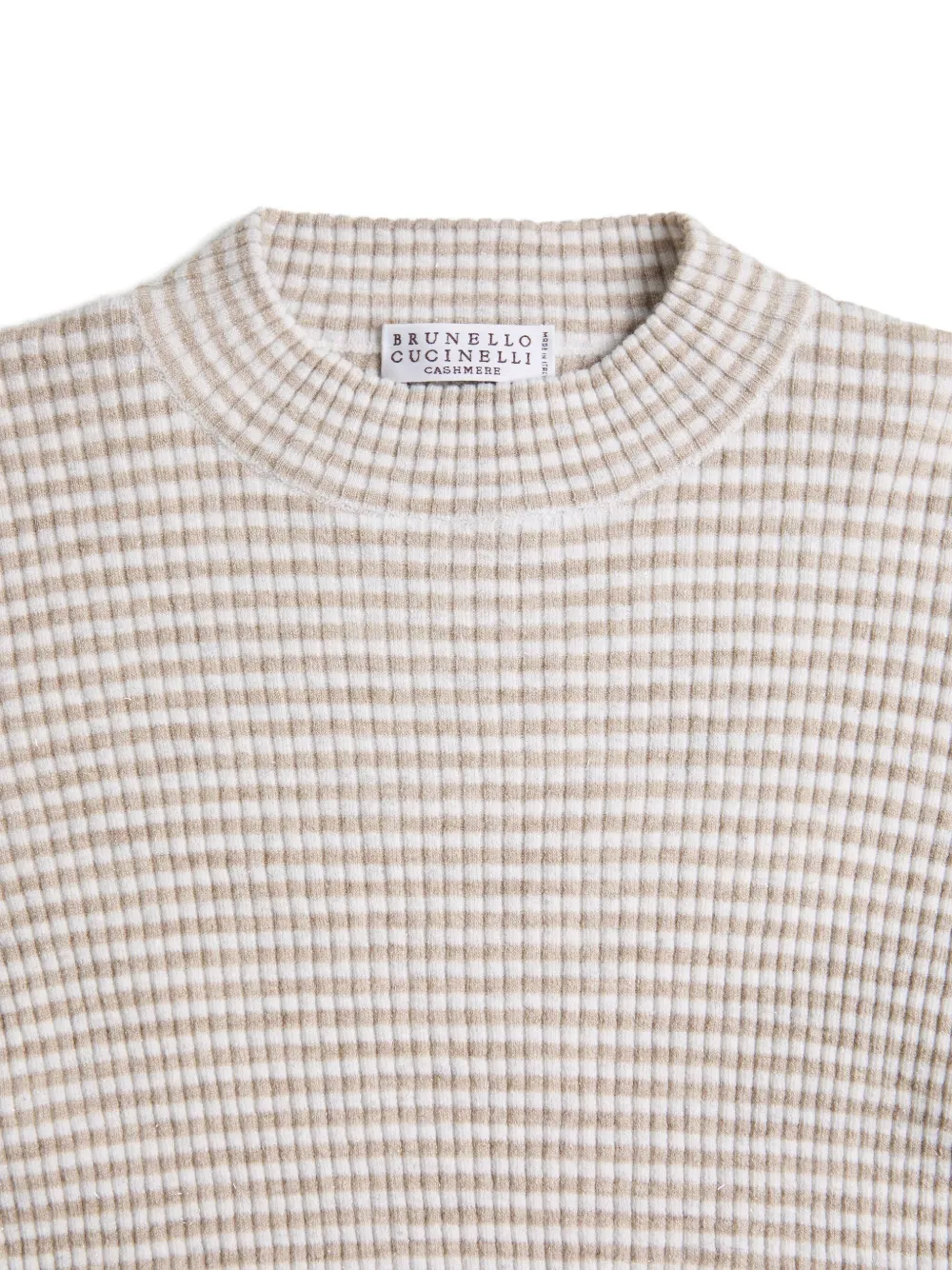 Brunello Cucinelli Kids Gestreepte geribbelde trui Beige