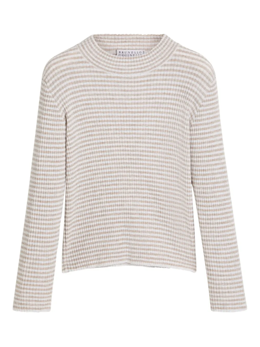 Brunello Cucinelli Kids Gestreepte geribbelde trui Beige