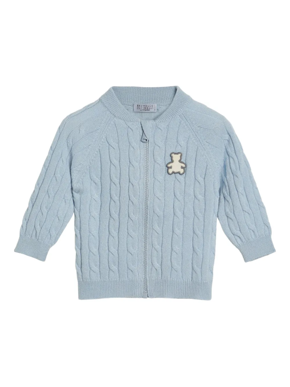 Brunello Cucinelli Kids Bernie Baby kabelgebreid teddy vest Blauw