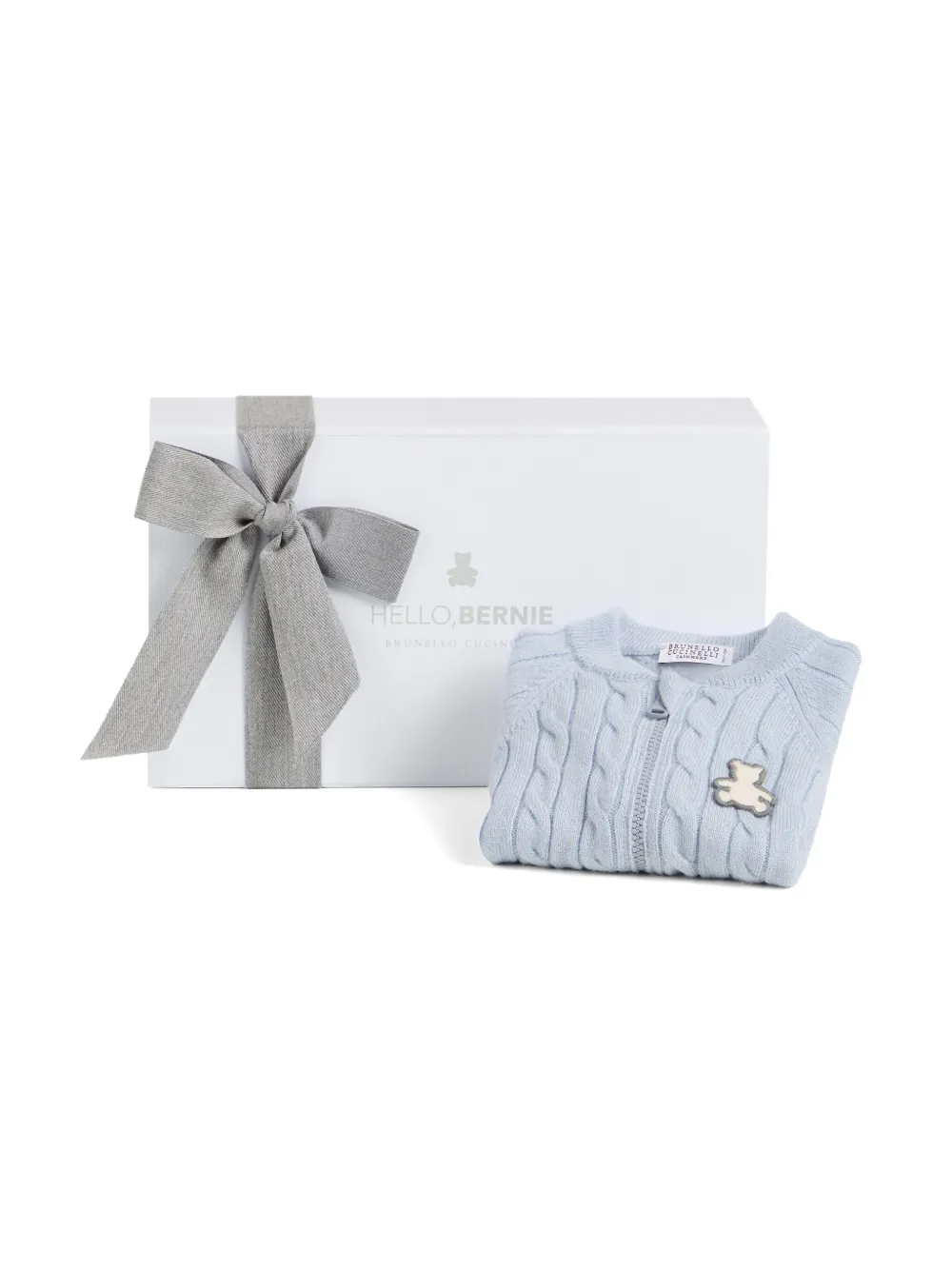 Brunello Cucinelli Kids Bernie Baby kabelgebreid teddy vest Blauw