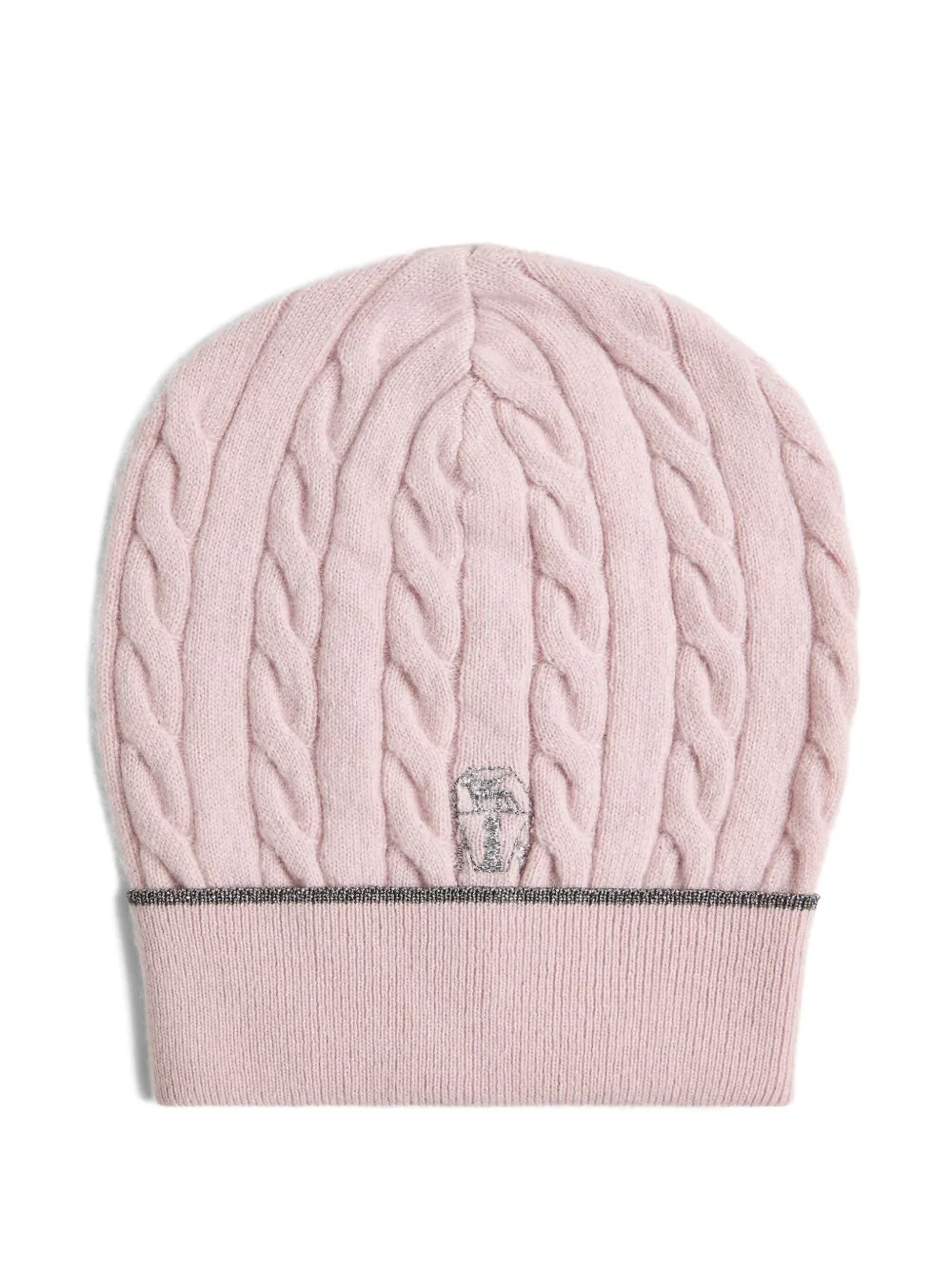 Brunello Cucinelli Kids Kabelgebreide muts met logo Roze