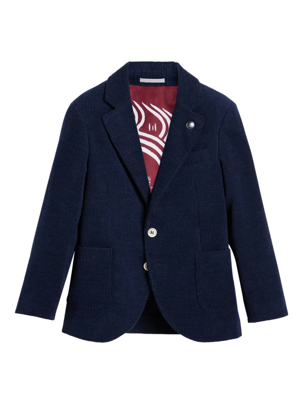 Brunello Cucinelli Kids Ribfluwelen blazer met twee knopen Blauw
