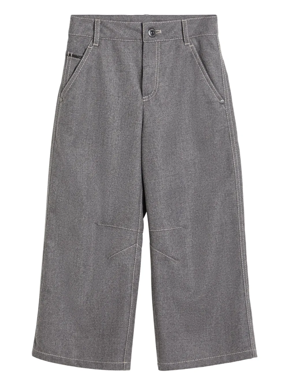 Brunello Cucinelli Kids Broek met zakdetail van wolblend Grijs