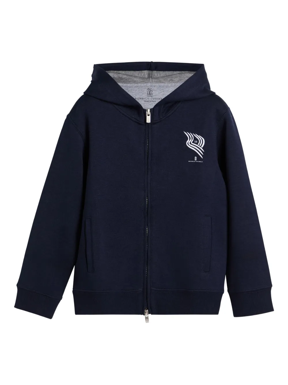 Brunello Cucinelli Kids double-cloth zip hoodie | Blue | Image 1