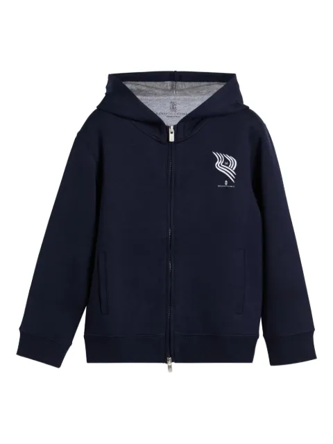 Brunello Cucinelli Kids double-cloth zip hoodie