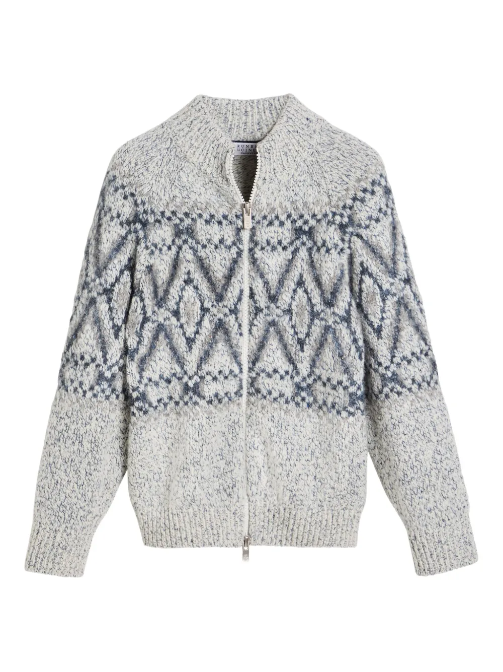 Brunello Cucinelli Kids Vest met geometrisch jacquard en rits Grijs