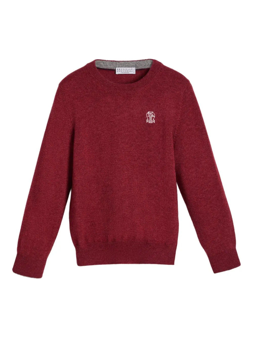 Brunello Cucinelli Kids embroidered-logo crew-neck sweater | Red | Image 1