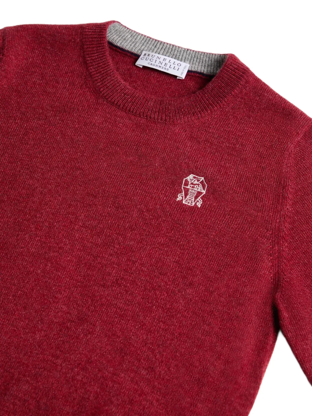 Brunello Cucinelli Kids Sweater met geborduurd logo en ronde hals Rood