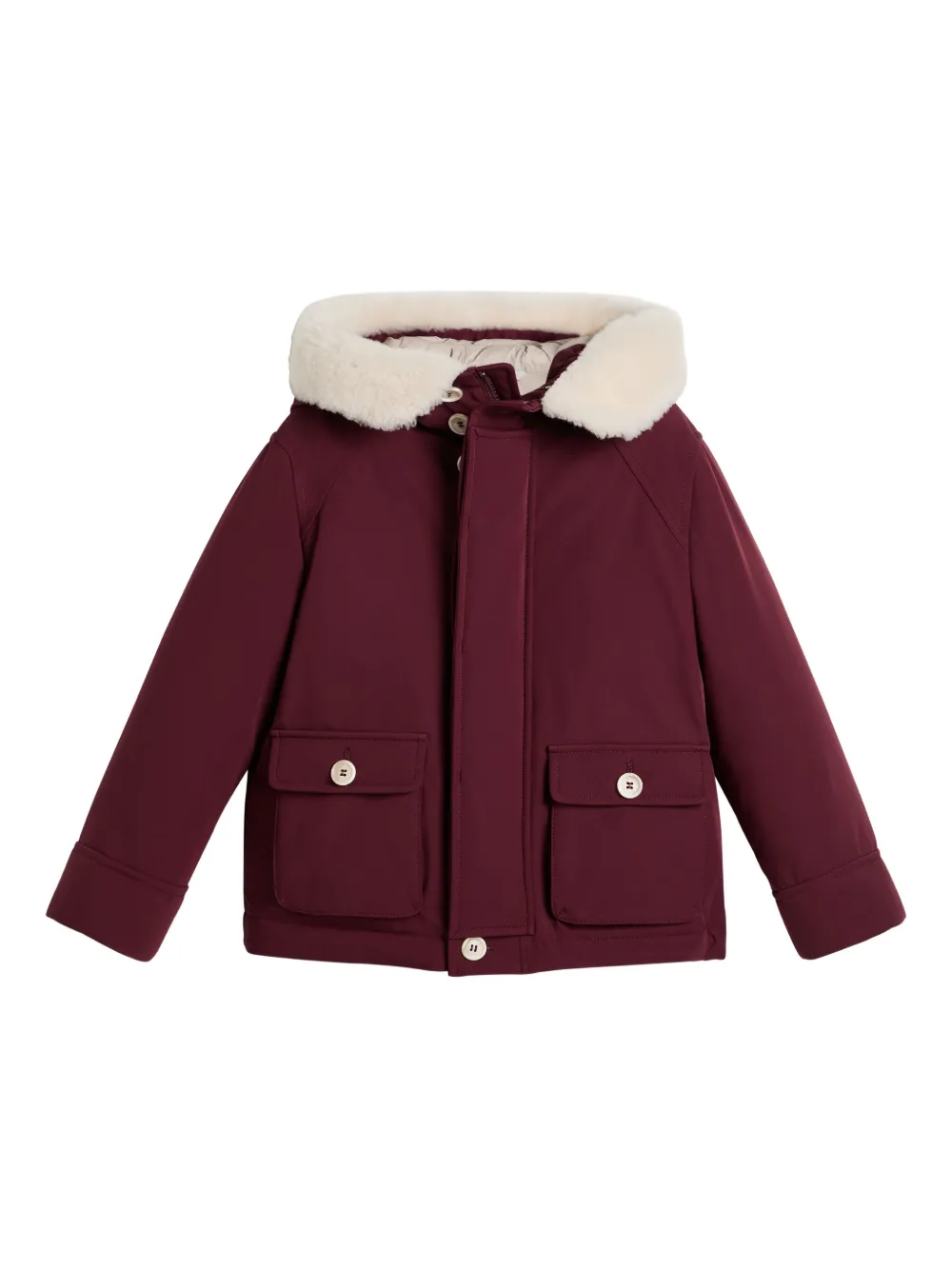 Brunello Cucinelli Kids Gewatteerd jack met capuchon afwerking Rood