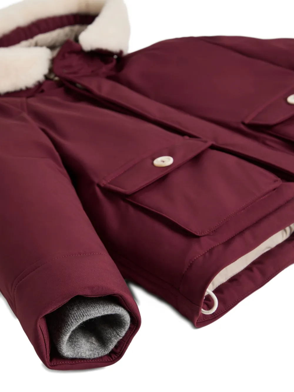 Brunello Cucinelli Kids Gewatteerd jack met capuchon afwerking Rood