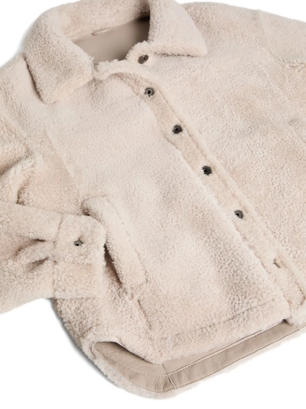 Brunello Cucinelli Kids Lammy jas met knopen Beige