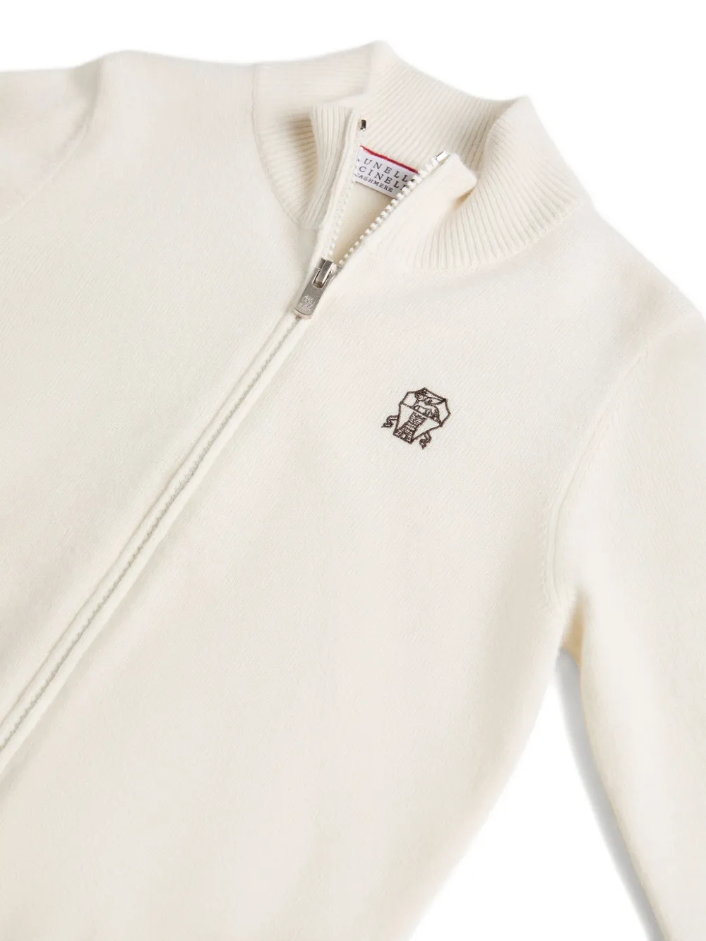 Brunello Cucinelli Kids Vest met geborduurd logo en rits Wit