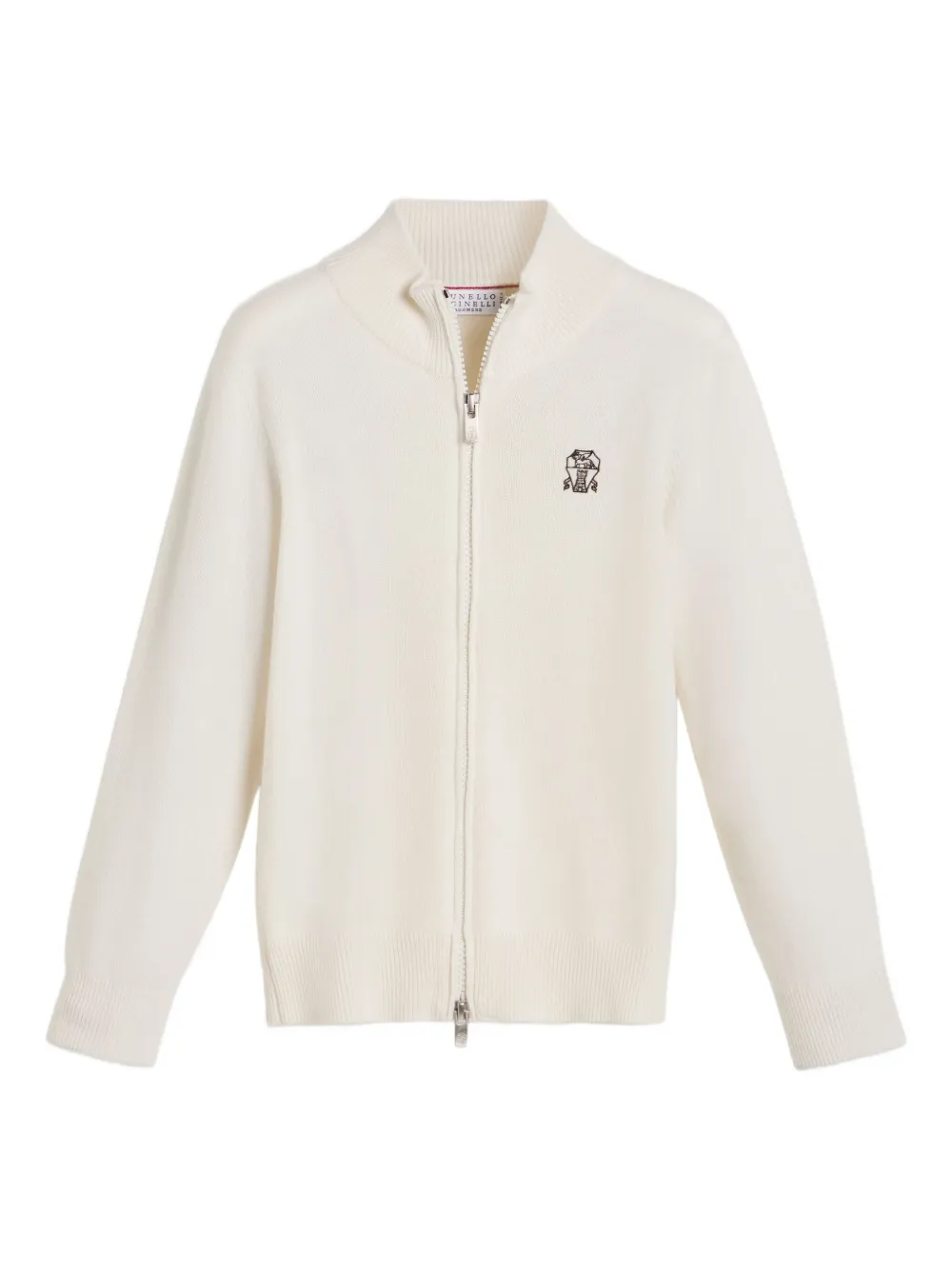 Brunello Cucinelli Kids Vest met geborduurd logo en rits Wit