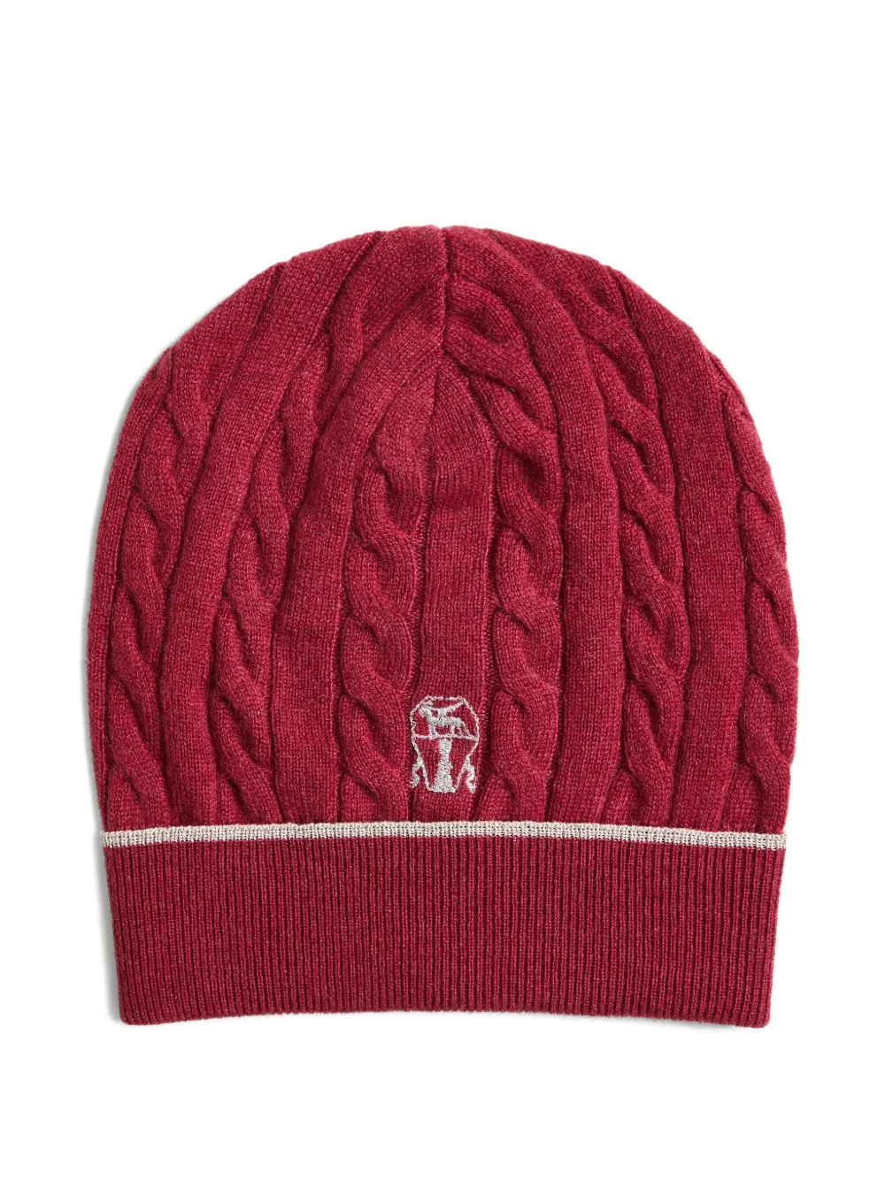 Brunello Cucinelli Kids Kabelgebreide muts met logo Rood