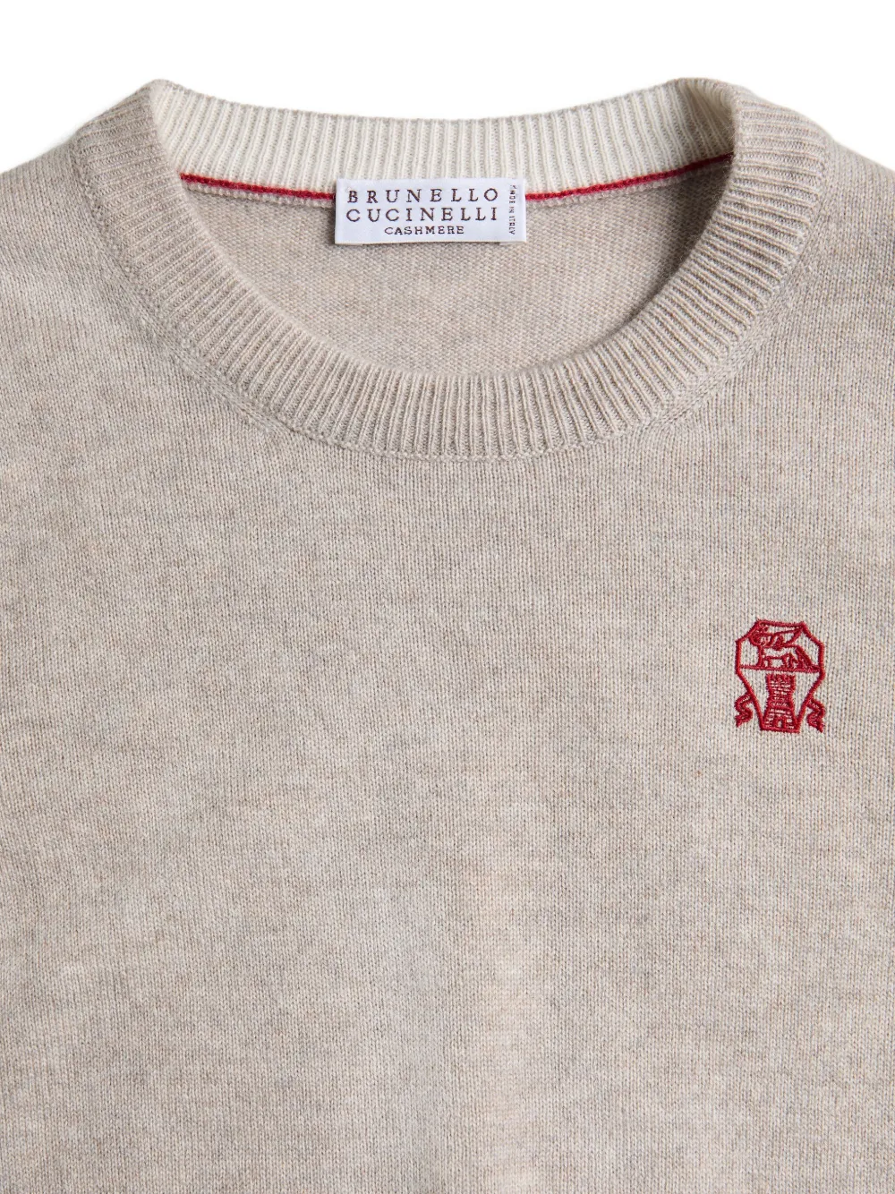 Brunello Cucinelli Kids crew-neck logo cashmere sweater Grijs