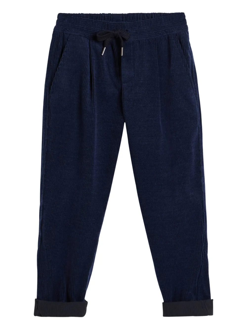 Brunello Cucinelli Kids Ribfluwelen broek met trekkoord Blauw